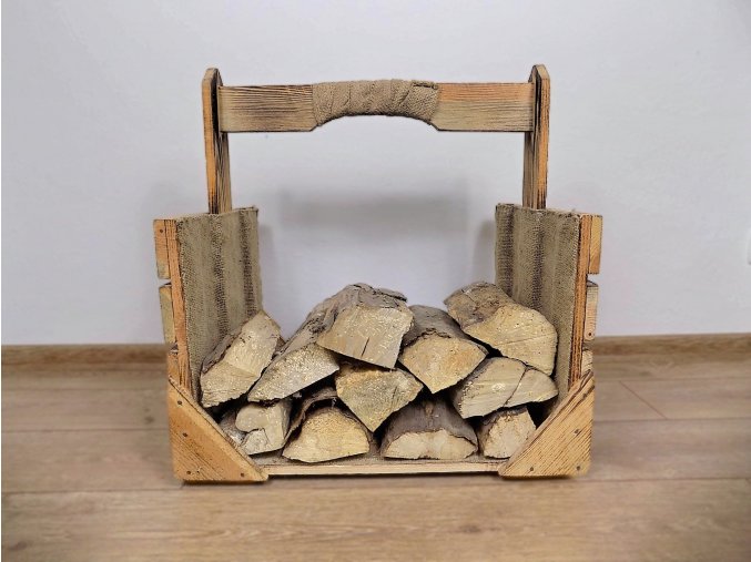 Dřevěná bedýnka nosič dříví opálený 1