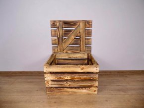 dřevěná bedýnka TRUHLA OPÁLENÁ 50x40x30 cm 2