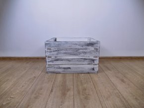 Dřevěná bedýnka 50x40x30 šedo bílá patina 1