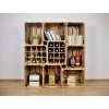 Dřevěná bedýnka knihovna s vinotékami 130x140x30cm