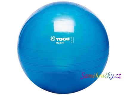 gymnasticky mic myball 65cm togu modra pruhledna transparentni