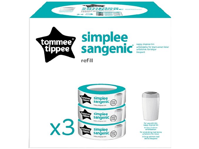 Simplee Sangenic cassettes - refillable with Sametic foil - 3 pc