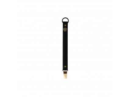 Pacifier Clip Black Faux Leather