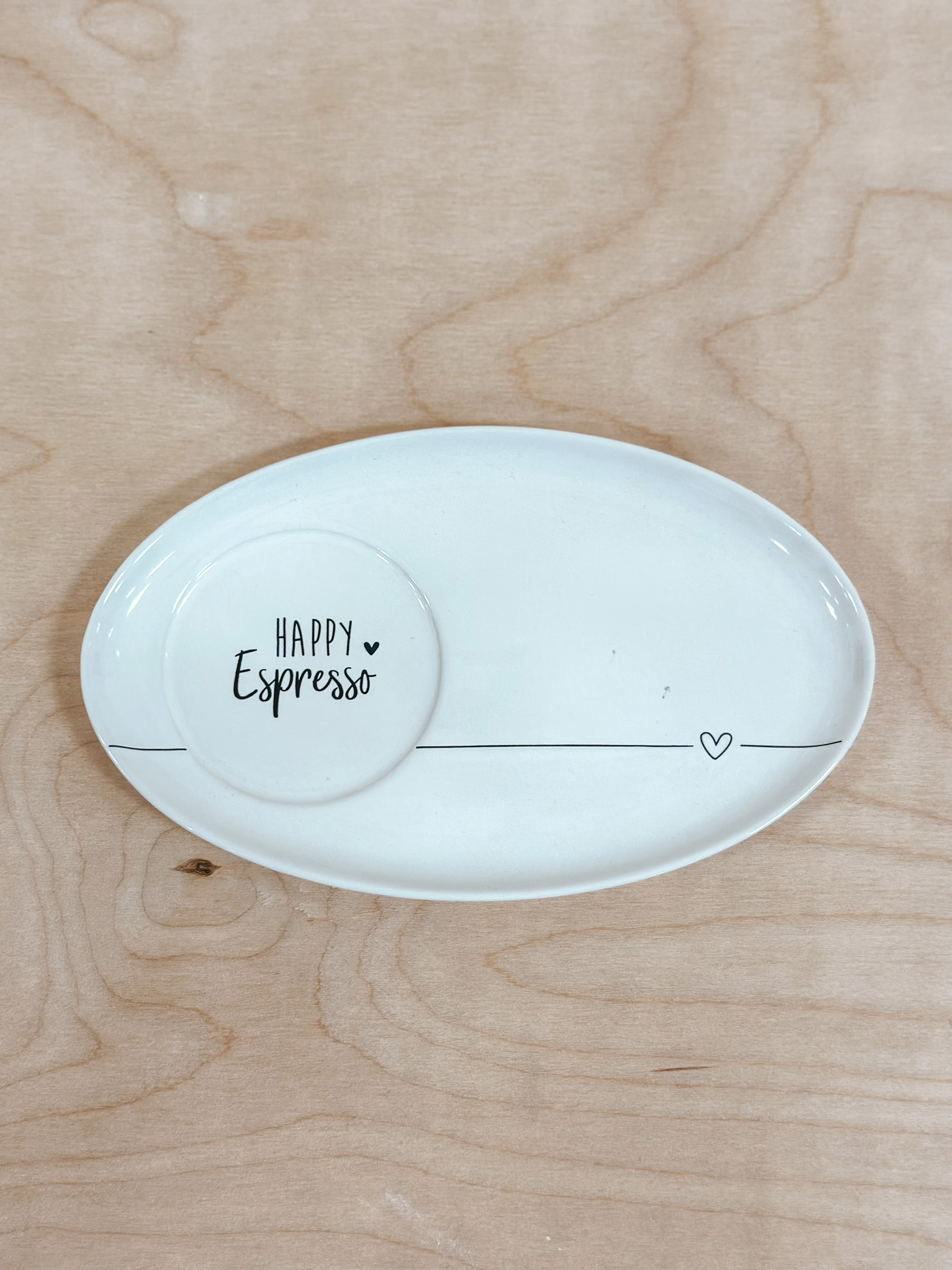 Oválný talíř happy espresso - 17 cm