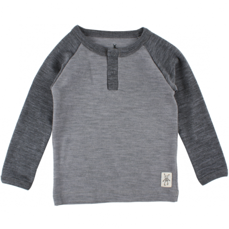 Vlněné triko Small rags s dlouhým rukávem - šedé melírované Velikost: 62