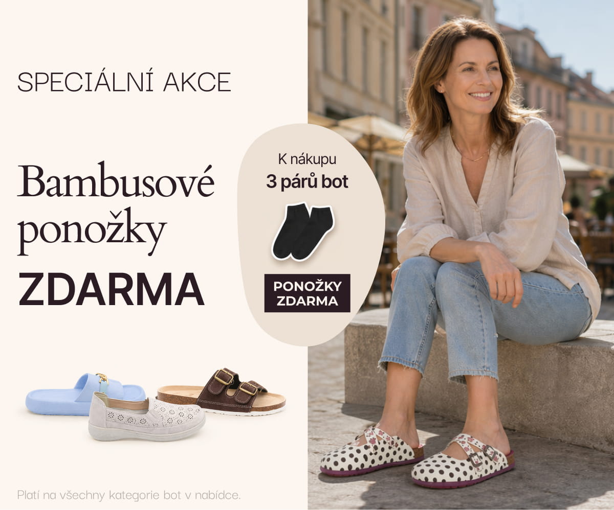Akce na ponožky. Při nákupu 3 párů bot dostanete bambusové ponožky zdarma.