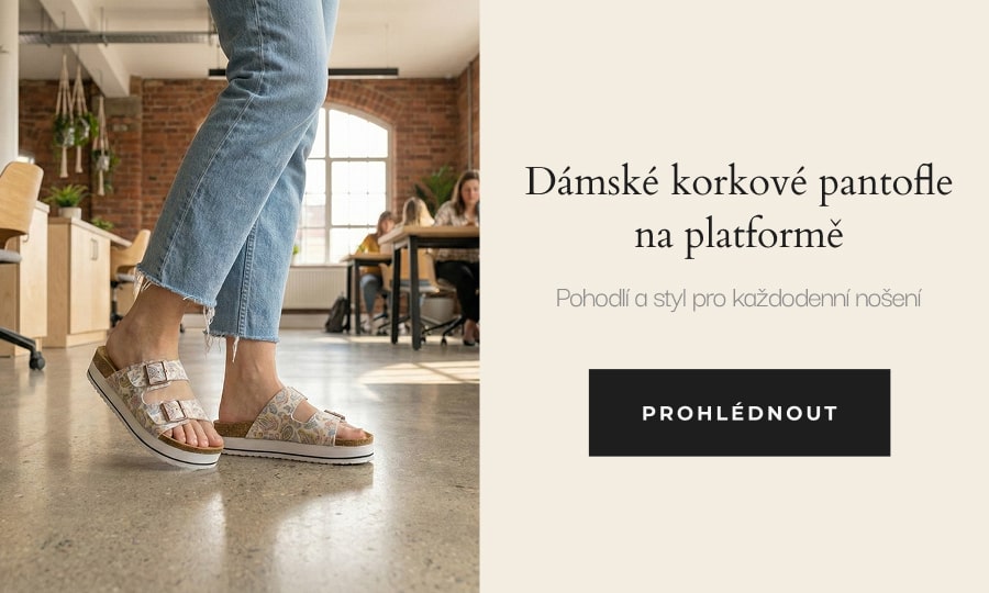 Dámské korkové pantofle na platformě