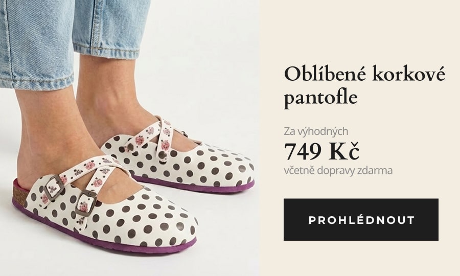 Dámské korkové pantofle s plnou špičkou