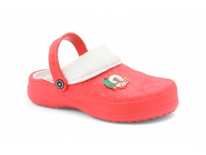 Dámské clogsy s kožíškem červené 9968