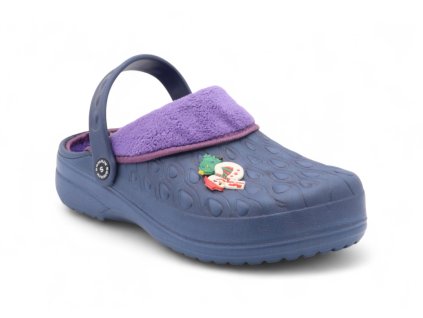 Dámské clogsy s kožíškem modré 9968