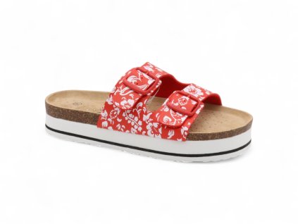 Dámské korkové pantofle na platformě 8001 red