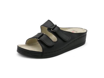 Zdravotní pantofle dámské s přezkami na suchý zip 508-8 black