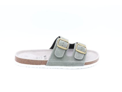 Pánské kožené korkové pantofle olivové 988M-3 (100% kůže)