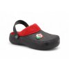 Dámské clogsy s kožíškem černé/červené 9968