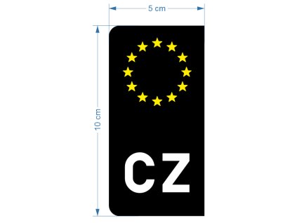 Samolepka EU proužek Černo Bílo Žlutá 5x10 cm