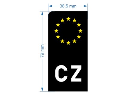 Samolepka EU proužek Černo Bílo Žlutá 385 x 790