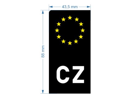 Samolepka EU proužek Černo Bílo Žlutá 43 x 88