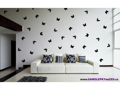 Hejno motýlů - Samolepka na zeď | SAMOLEPKYnaZED.cz (barva černá)