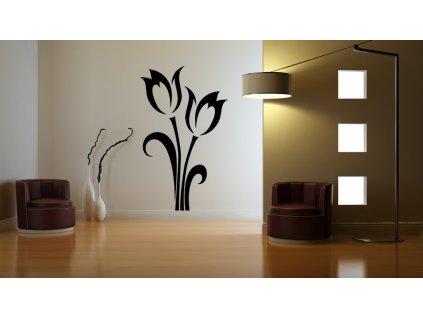 Tulipán - samolepka na zeď, úžasná dekorace | SAMOLEPKYnaZED.cz (barva černá)