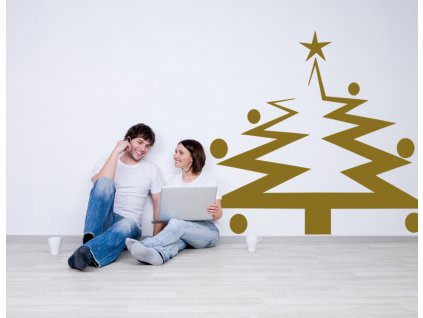 Vánoční strom - moderní dekorace na zeď | SAMOLEPKYnaZED.cz (barva zlatá lesklá)