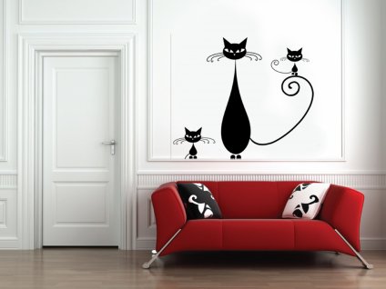 Koťata - Samolepka na zeď | SAMOLEPKYnaZED.cz (barva černá)
