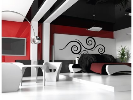 Design spirale - samolepky na zeď (barva černá)