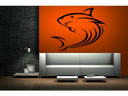 Žralok - samolepící dekorace na zeď | SAMOLEPKYnaZED.cz (barva černá)