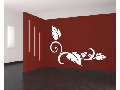 Květinová dekorace Pino - samolepka na zeď, úžasná dekorace | SAMOLEPKYnaZED.cz (barva bílá)