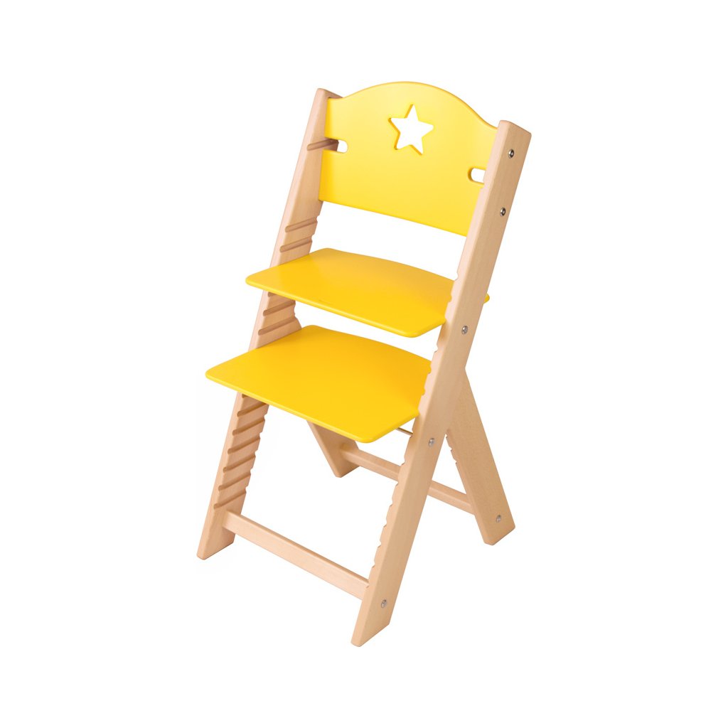 Dětská dřevěná rostoucí židle Sedees - žlutá s hvězdičkou