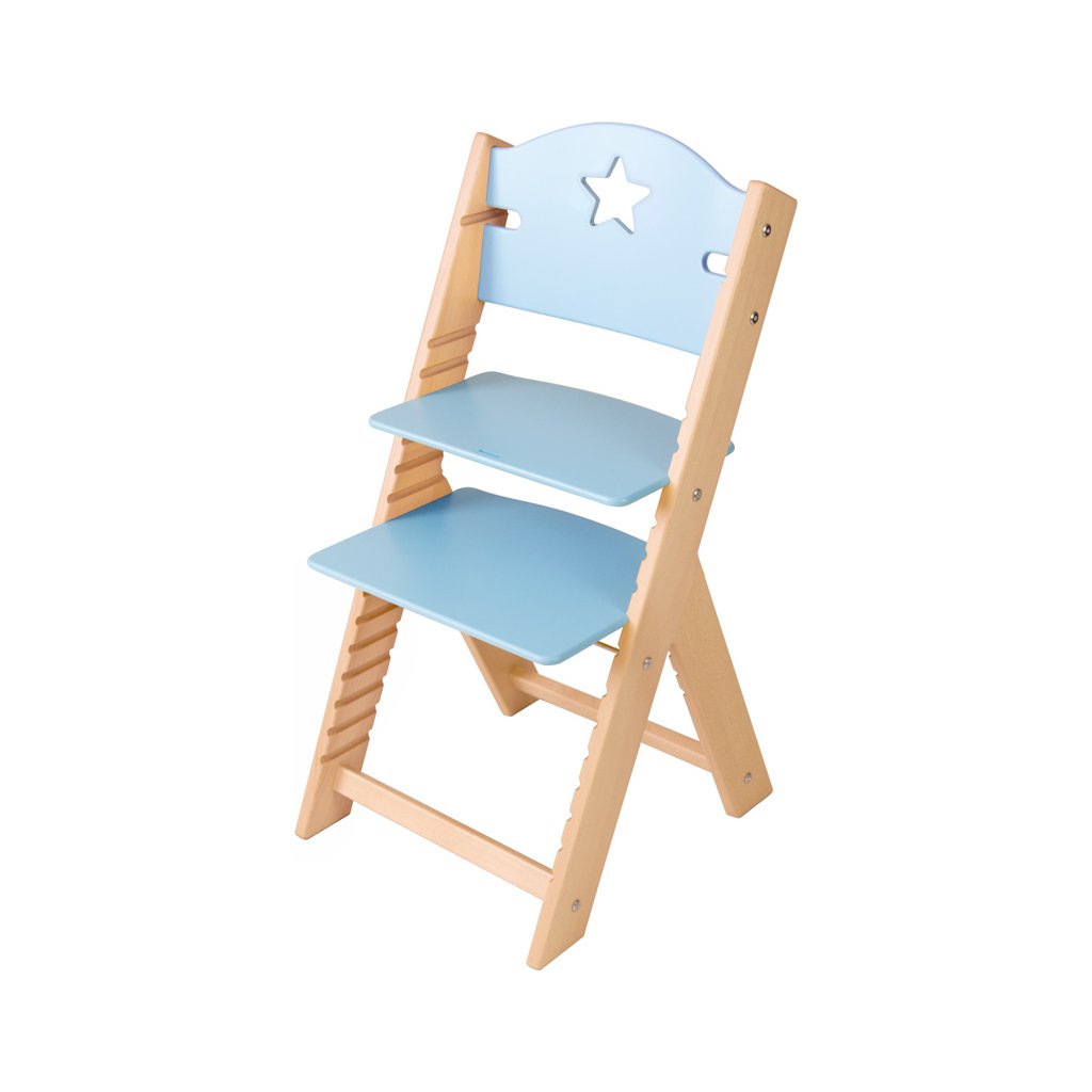 Dětská dřevěná rostoucí židle Sedees - modrá s hvězdičkou
