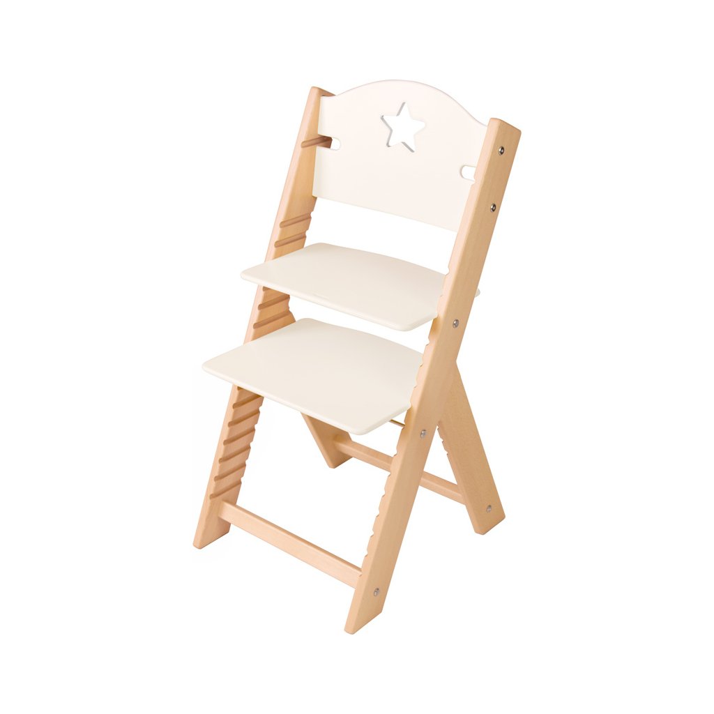 Dětská dřevěná rostoucí židle Sedees - bílá s hvězdičkou