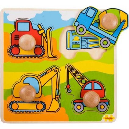 Bigjigs Toys Vkládací puzzle stavební stroje