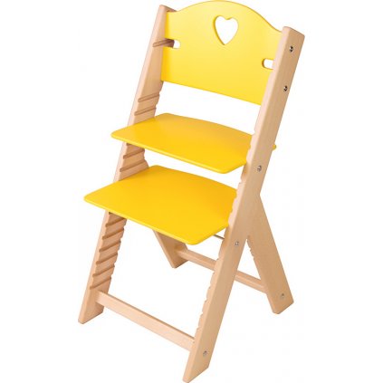 Dětská dřevěná rostoucí židle Sedees – žlutá se srdíčkem