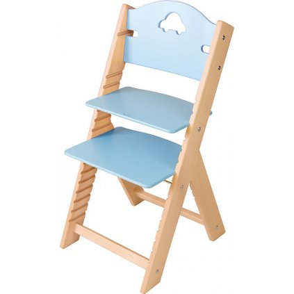 Dětská dřevěná rostoucí židle Sedees – modrá s autíčkem