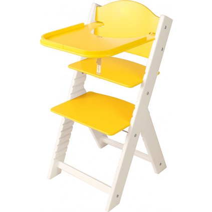 Dětská dřevěná jídelní židlička Sedees bílá - žlutá
