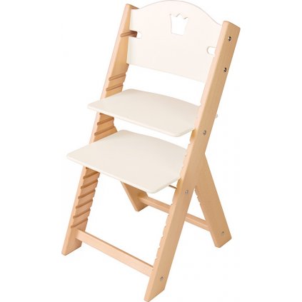 Dětská dřevěná rostoucí židle Sedees - bílá s korunkou