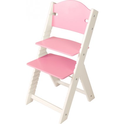 Dětská dřevěná rostoucí židle Sedees bílá – růžová