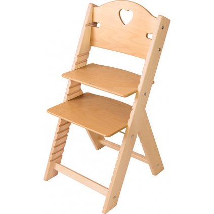 Dětská dřevěná rostoucí židle Sedees - bez povrchové úpravy se srdíčkem