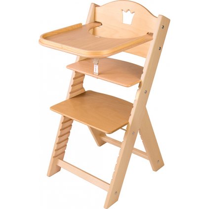 Dětská dřevěná jídelní židlička Sedees s korunkou, bez povrchové úpravy