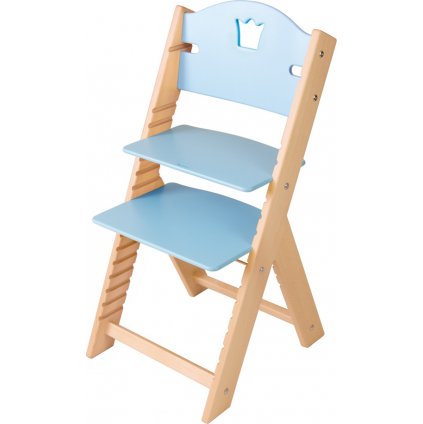 Dětská dřevěná rostoucí židle Sedees - modrá s korunkou