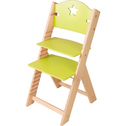 Dětská dřevěná rostoucí židle Sedees - zelená s hvězdičkou