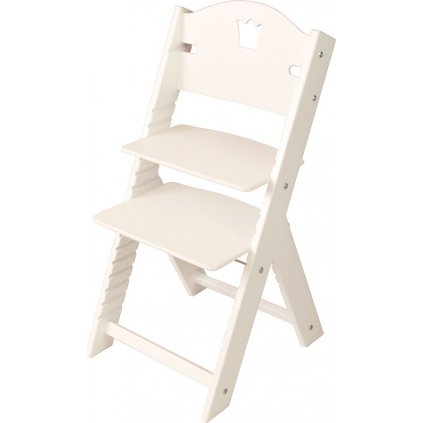 Dětská dřevěná rostoucí židle Sedees bílá - bílá s korunkou