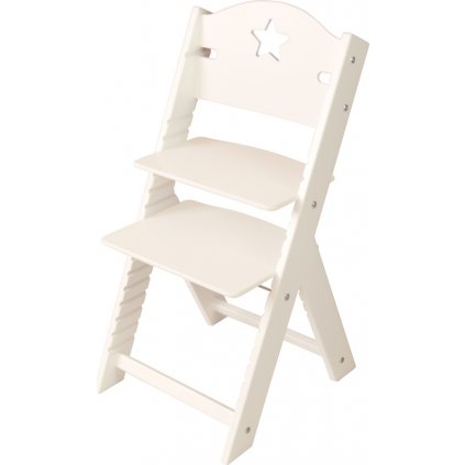 Dětská dřevěná rostoucí židle Sedees bílá - bílá s hvězdičkou