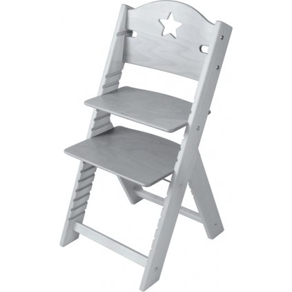 Dětská dřevěná rostoucí židle Sedees mořená – šedá s hvězdičkou