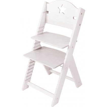 Dětská dřevěná rostoucí židle Sedees mořená - bílá s hvězdičkou