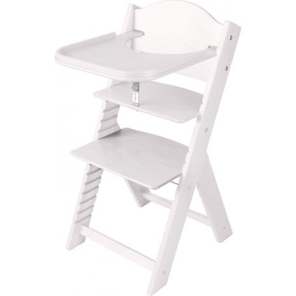 Dětská dřevěná jídelní židlička Sedees mořená – bílá