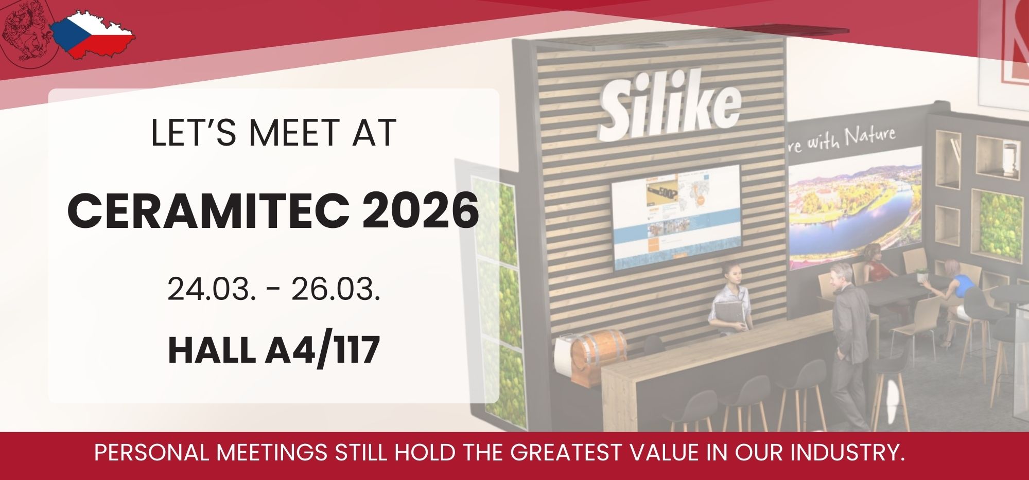 Pozvánka společnosti Silike na veletrh Ceramitec 2026 v Mnichově – hala A4, stánek I17