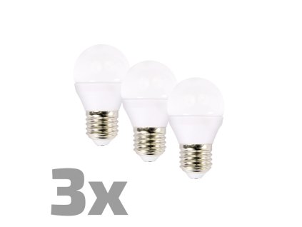 ECOLUX LED žiarovka Ecolux 3-pack, miniglobe, 6W, E27, 3000K, 450lm, 3ks