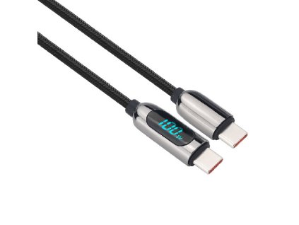 Solight USB-C kábel s displejom, USB-C konektor - USB-C konektor, 100W