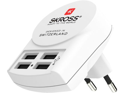 SKROSS USB nabíjací adaptér 4-Port EU, 4x USB-A, 24W, typ C